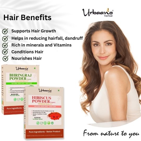 Organic Hibiscus + Bhringraj Powders Combo 100% Natural