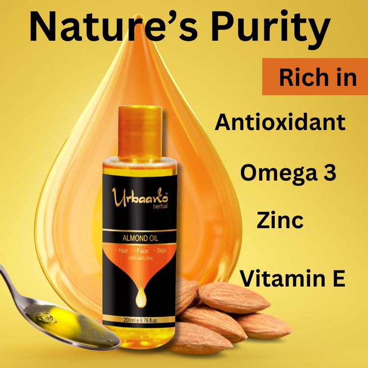 Pure Cold Pressed Sweet Almond Oil, Badam Tel for Hair Growth & Glowing Skin