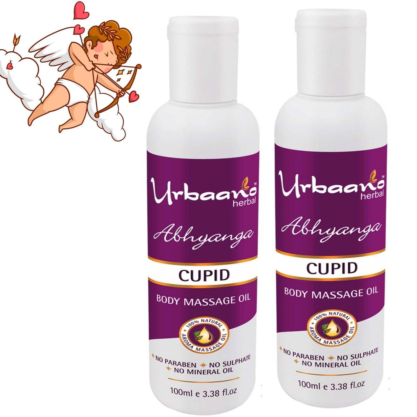 urbaano herbal abhyanga cupid body massage oil for romance, stress relief, nourish skin 