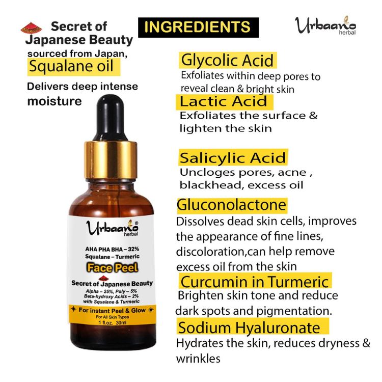 urbaano herbal aha turmeric face serum infused with glycolic, lactic acid, hyaluronic, olive squalane oil for nourishment, bright skin