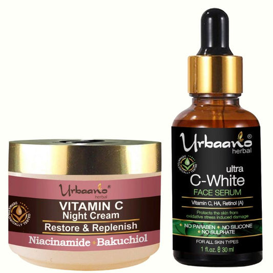 Skin Firming Night Face Cream & Ultra White Serum Skincare Kit