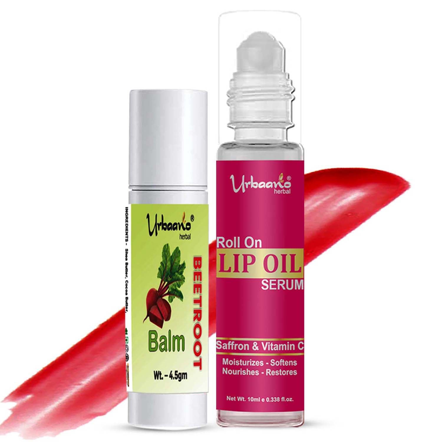 urbaano herbal abc lip care, tint lip and cheek balm and oil, serum for dark, smoked, chapped lips