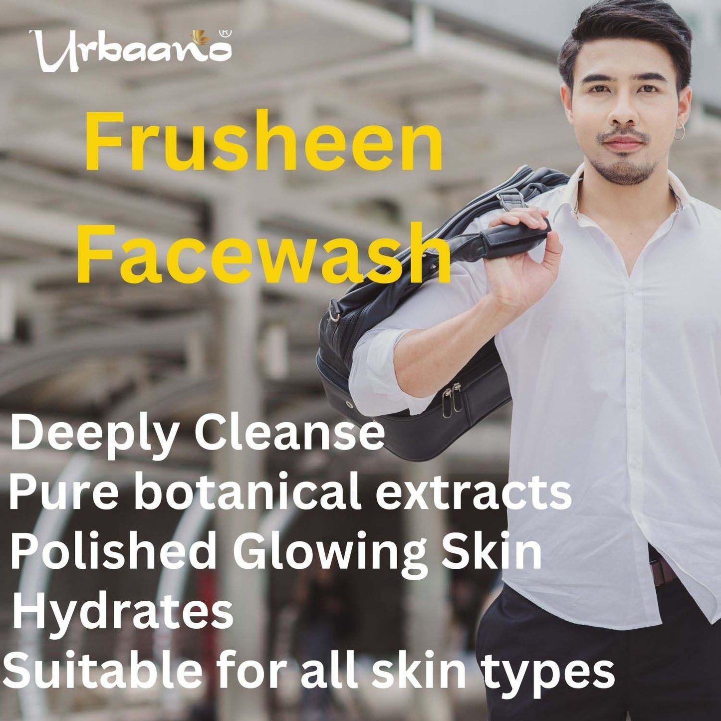 urbaano herbal active charcoal frusheen face wash cleanses, hydrates, brightens the skin