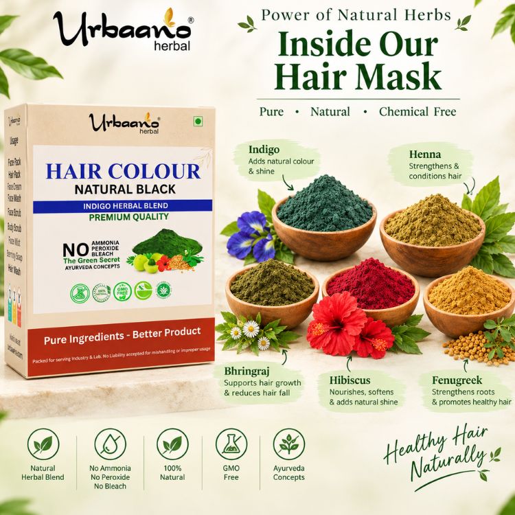 Indigo Hair Colour Blend Powder with Henna, Aloe Vera & Amla