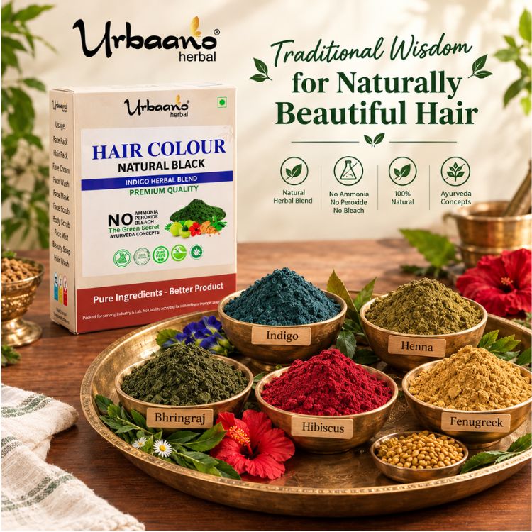 Indigo Hair Colour Blend Powder with Henna, Aloe Vera & Amla