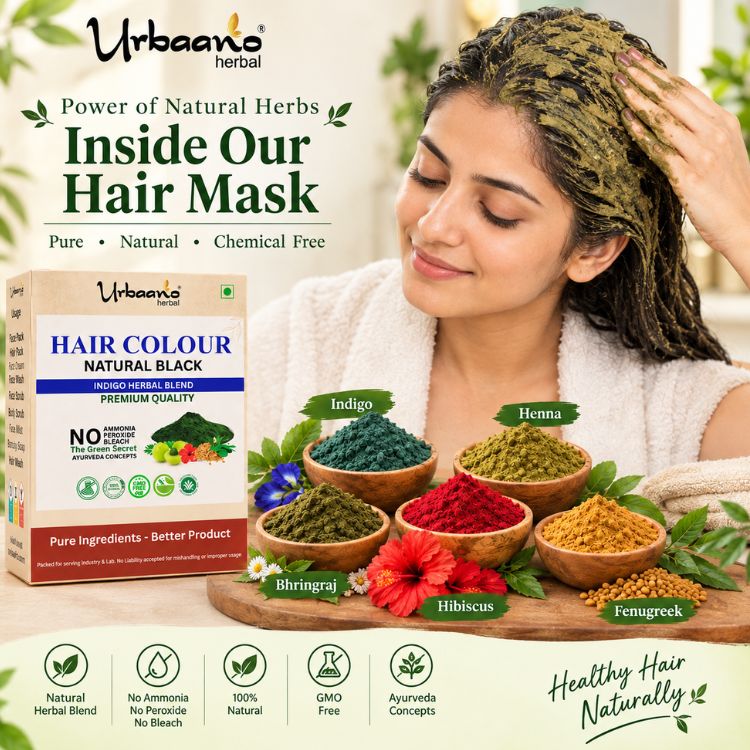 Indigo Hair Colour Blend Powder with Henna, Aloe Vera & Amla