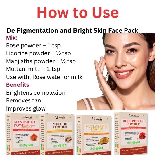 Ubtan Herbal Face Pack Multani Mitti, Rose Powder, Organic Manjishtha, Mulethi
