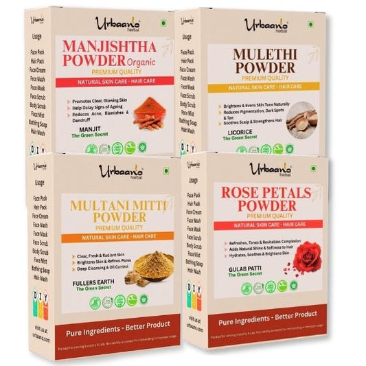 Ubtan Herbal Face Pack Multani Mitti, Rose Powder, Organic Manjishtha, Mulethi