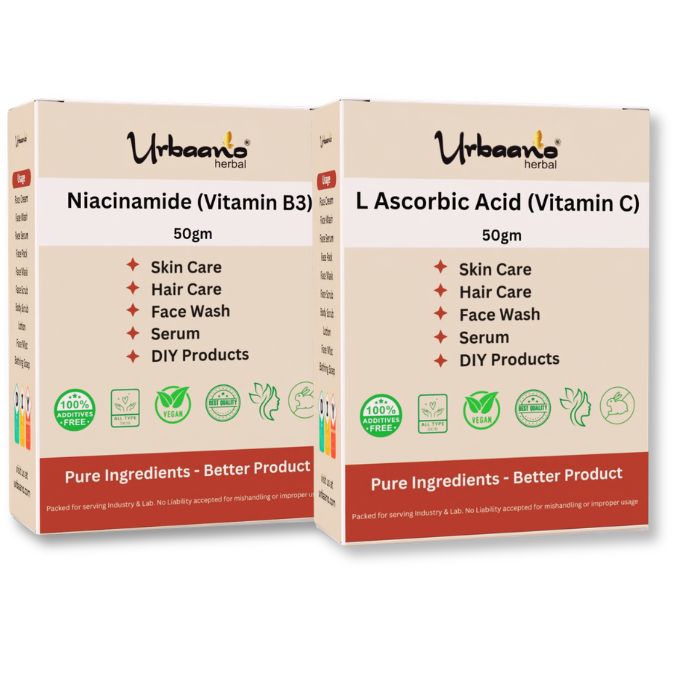 Skincare Combo Niacinamide (B3) - 50gm & L Ascorbic Acid (Vitamin C) Powder-50gm