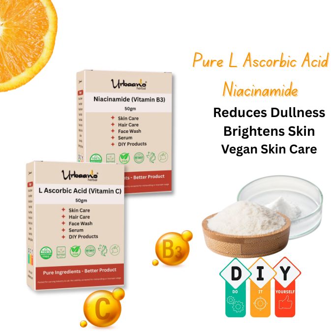 Skincare Combo Niacinamide (B3) - 50gm & L Ascorbic Acid (Vitamin C) Powder-50gm