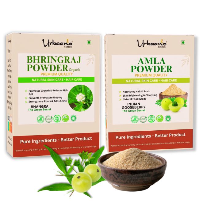 Organic Bhringraj & Amla Powder Combo for Hair Care