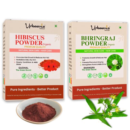 Organic Hibiscus + Bhringraj Powders Combo 100% Natural