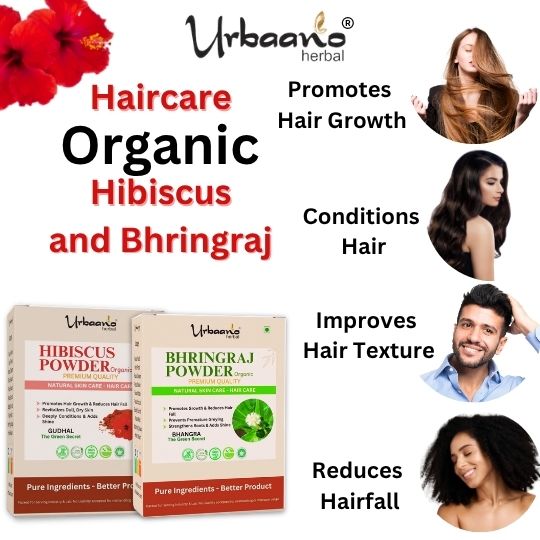 Organic Hibiscus + Bhringraj Powders Combo 100% Natural