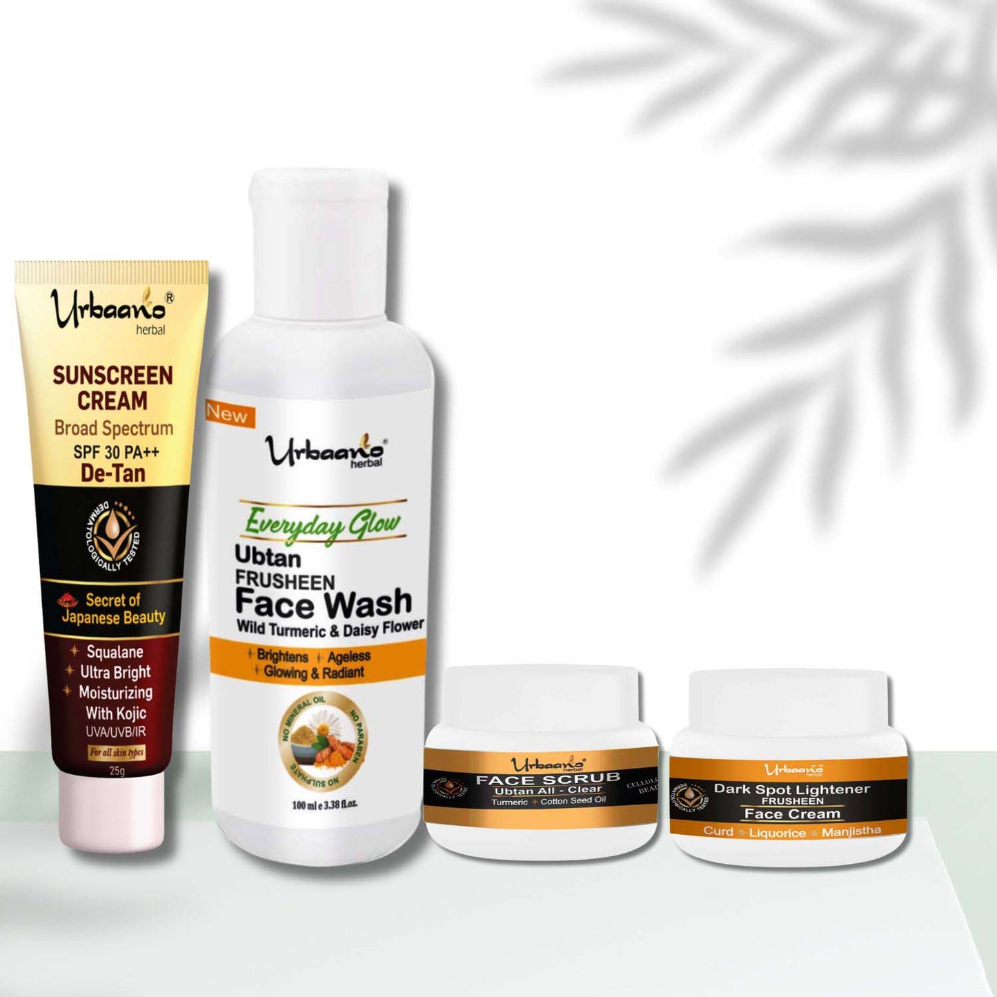 urbaano herbal frusheen curd dark spot lightener facial kit-de tan suncream, ubtan scrub, cream, ubtan face wash