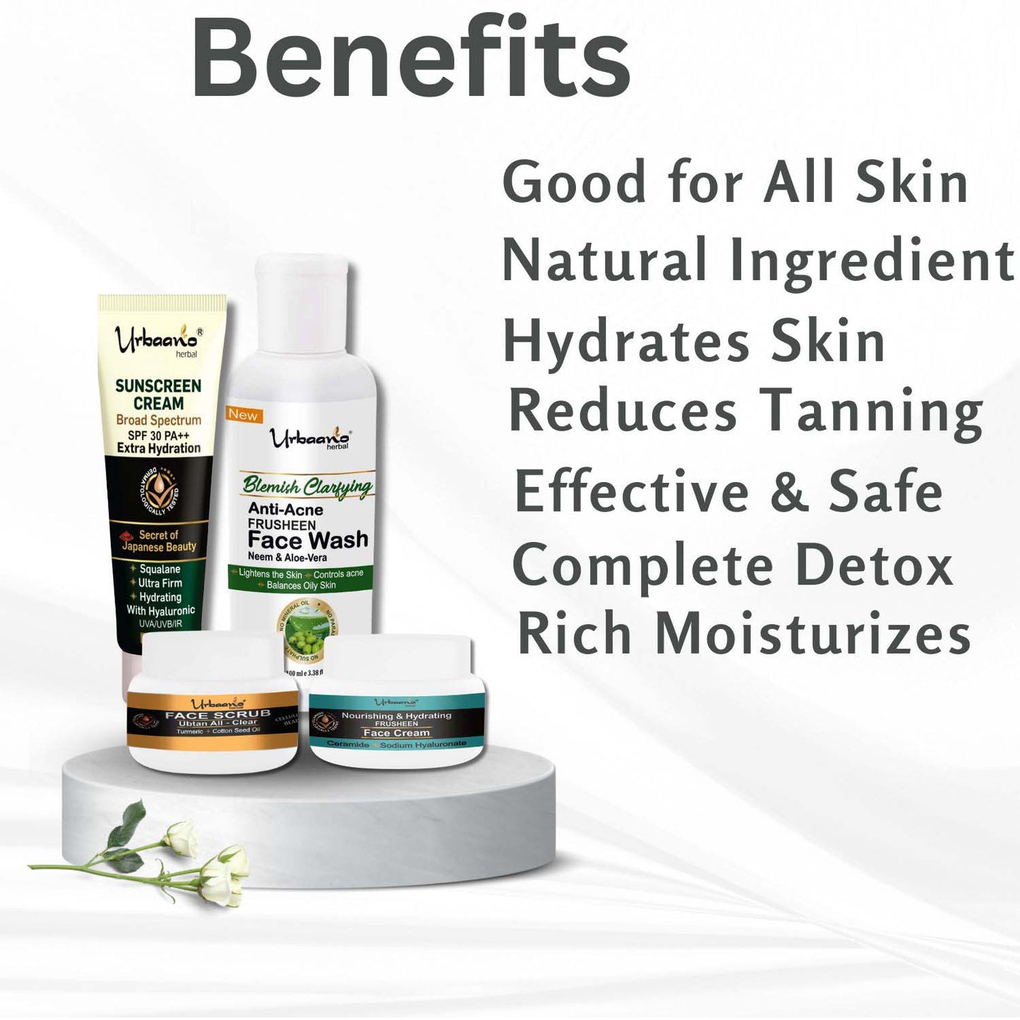 urbaano herbal frusheen nourishing & hydrating moisturizer facial kit for acne, blemish free skin
