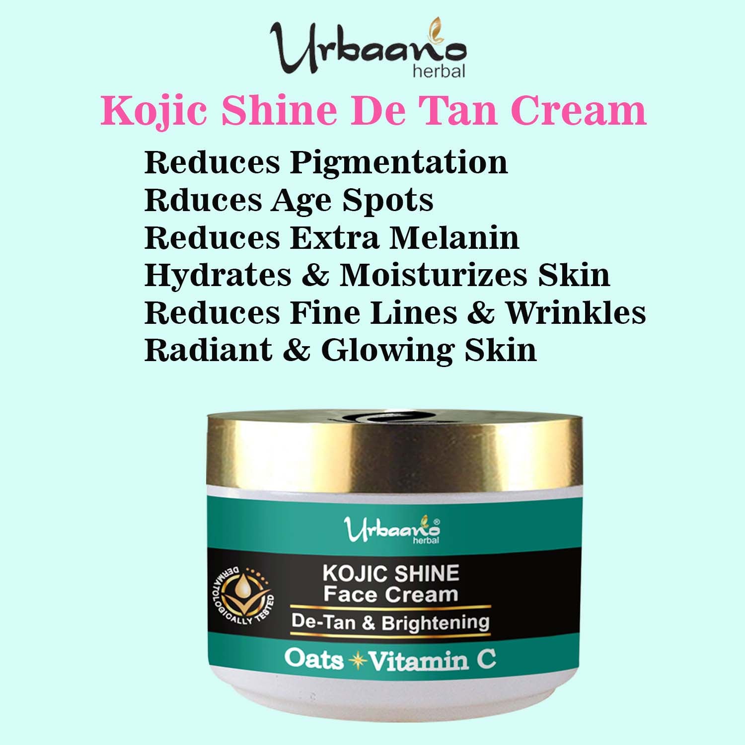urbaano herbal de tan facial kit for bright spotless, radiance glow kojic shine face cream