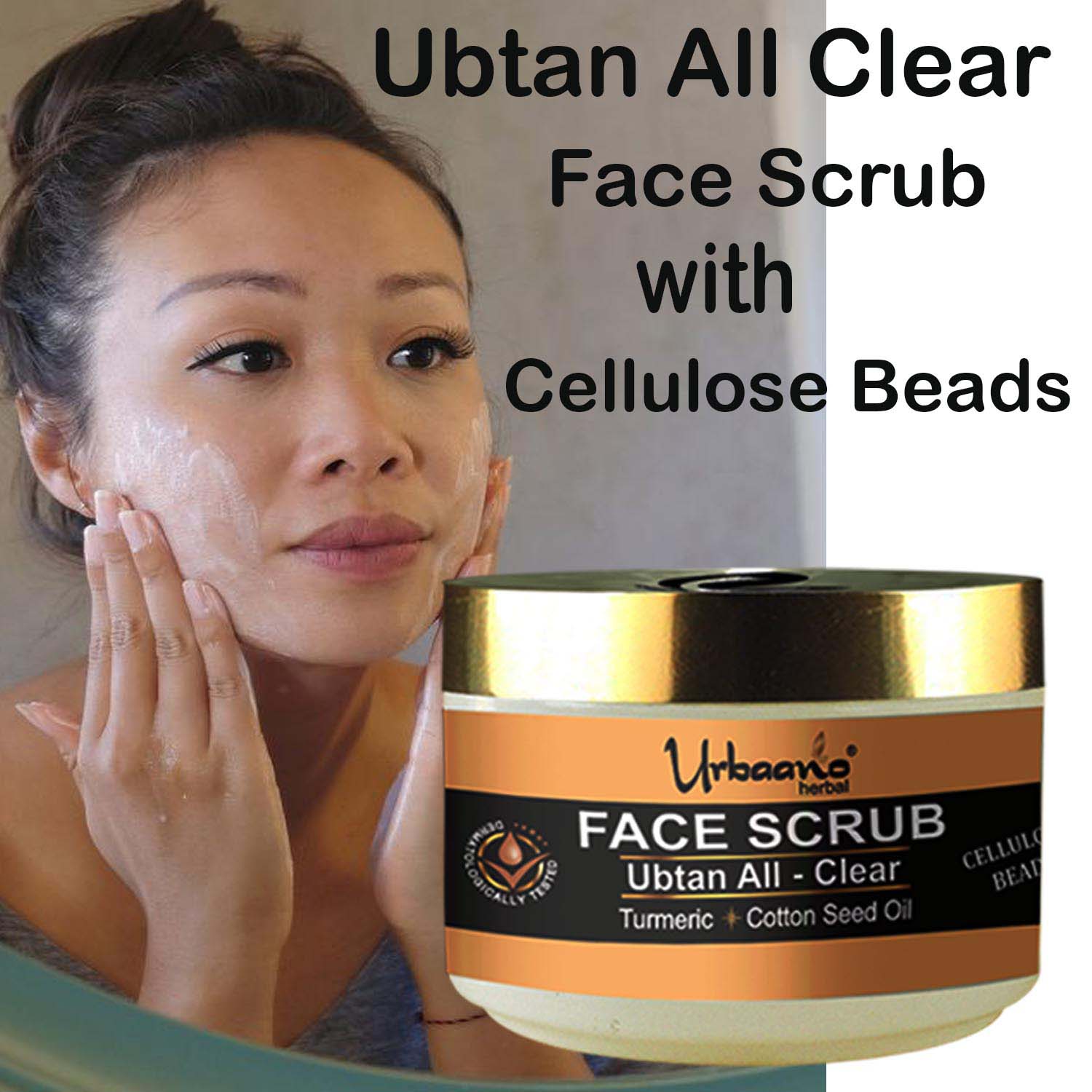 urbaano herbal vitamn c de tan facial kit ubtan all clear face scrub with cellulose beads, turmeric & cotton seed oil