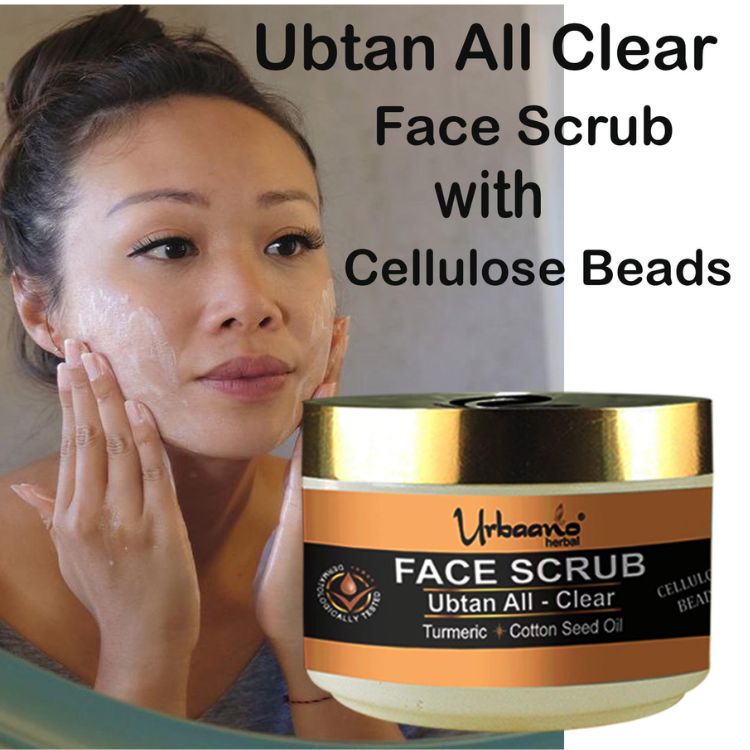 urbaano herbal facial kit ubtan all clear face scrub with cellulose beads, turmeric & cotton seed oil