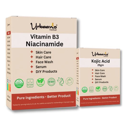 Niacinamide (Vitamin B3) and Kojic Acid Powder Face Serum, Soap, Pack for Bright, Glowing Skin