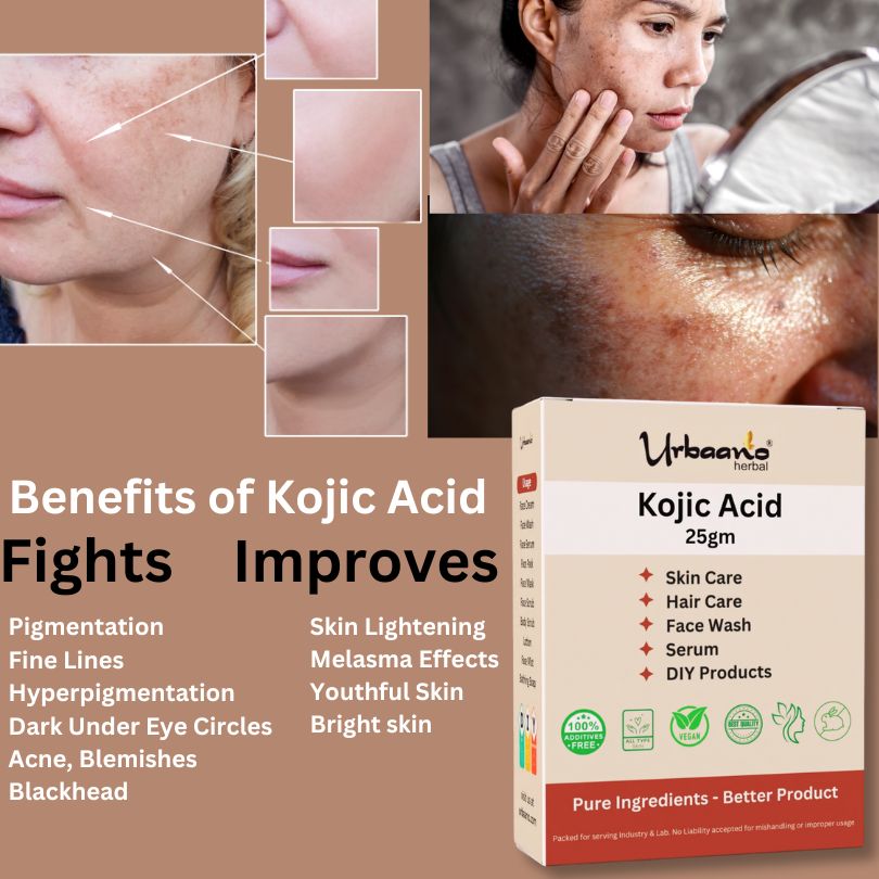 Pure Kojic Acid Powder (Urbaano Herbal®) for DIY Making Face Serum, Soap, Cream, Body Lotion & Face wash