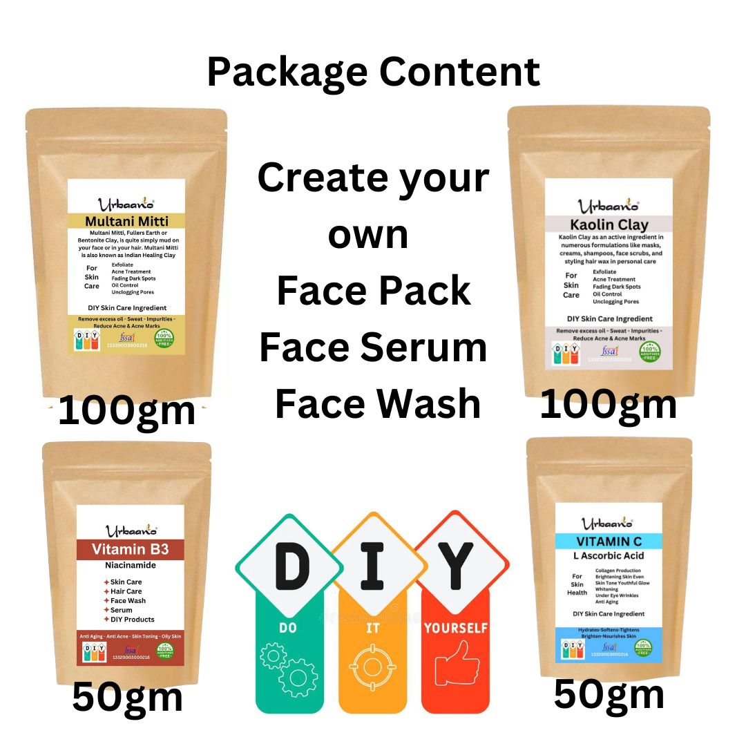 Niacinamide & Ascorbic Acid with Multani Mitti & Kaolin Clay making DIY Skincare Renewal Fusion Pack for Glowing Bright Skin