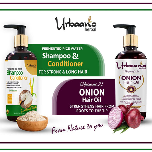 Hair Growth, Damage Repair, Hair Care Kit, Onion Hair Oil & Rice Shampoo