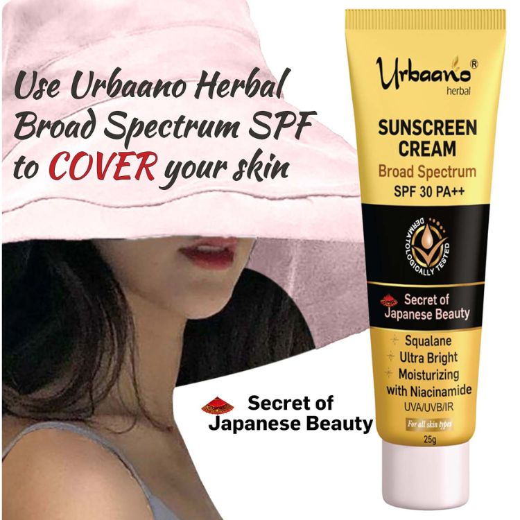 Urbaano Herbal SPF 30PA++ suncreen cream broad spectrum dermatologist recommended