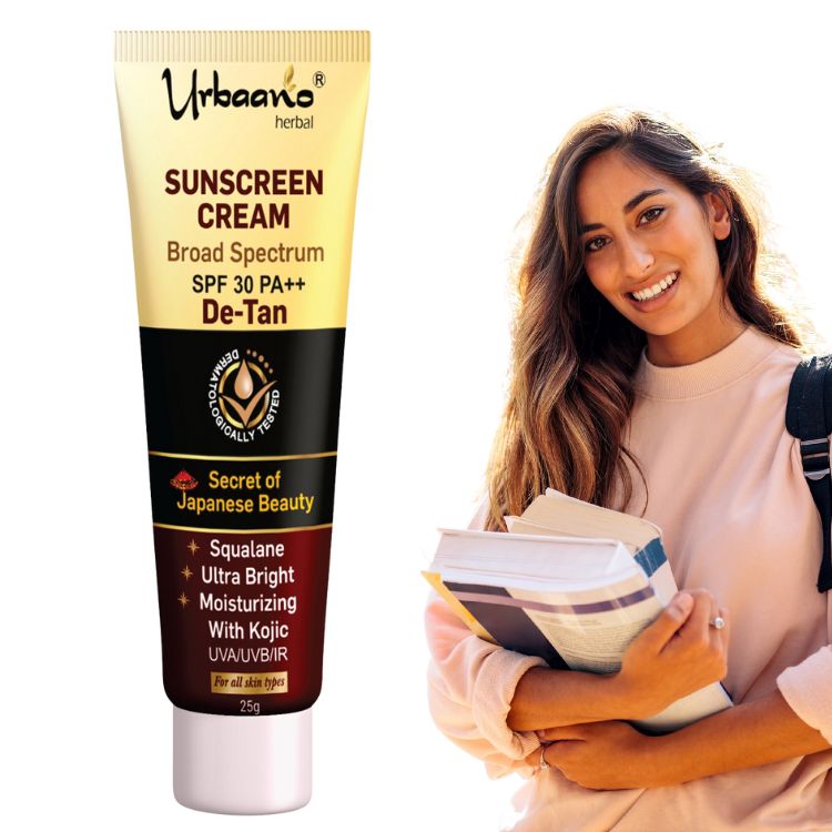 urbaano herbal  broad spectrum facial detan suncream SPF30PA++ with kojic, olive squalane oil for extra nourishment