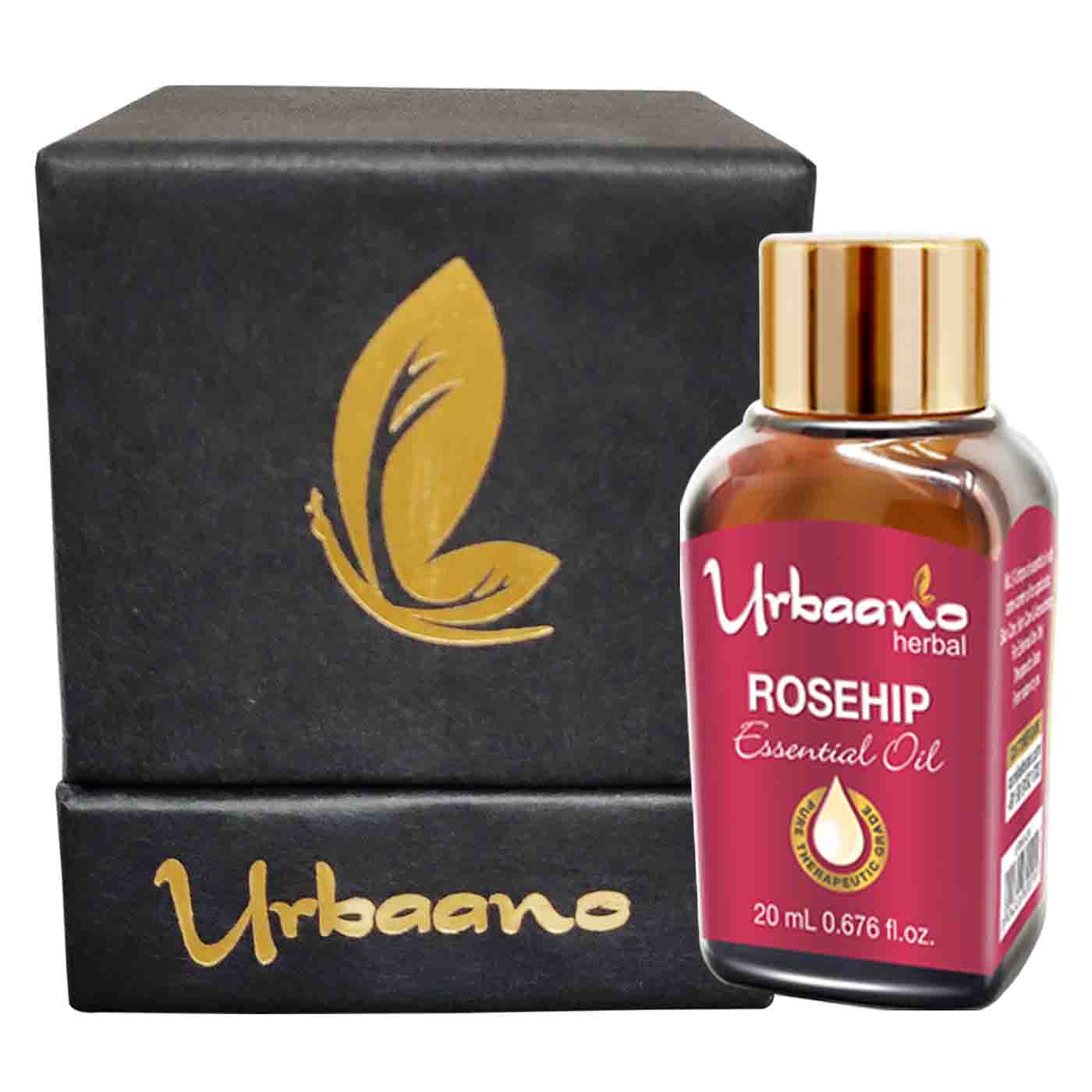 urbaano herbal rosehip essential oil, carrier oil, for skincare in gift box