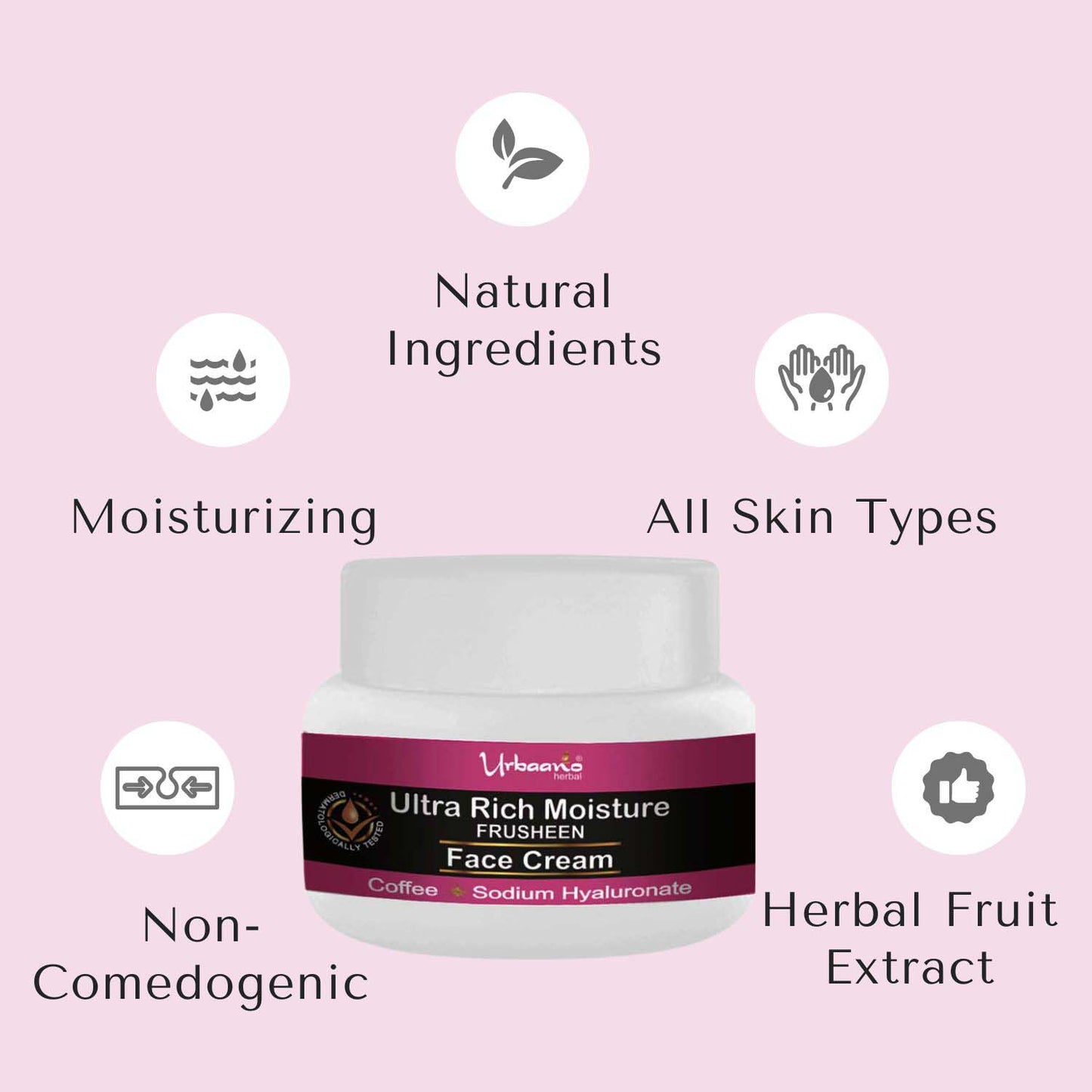 urbaano herbal frusheen ultra rich face cream sulphate, paraben, mineral oil free, only natural sfe ingedient