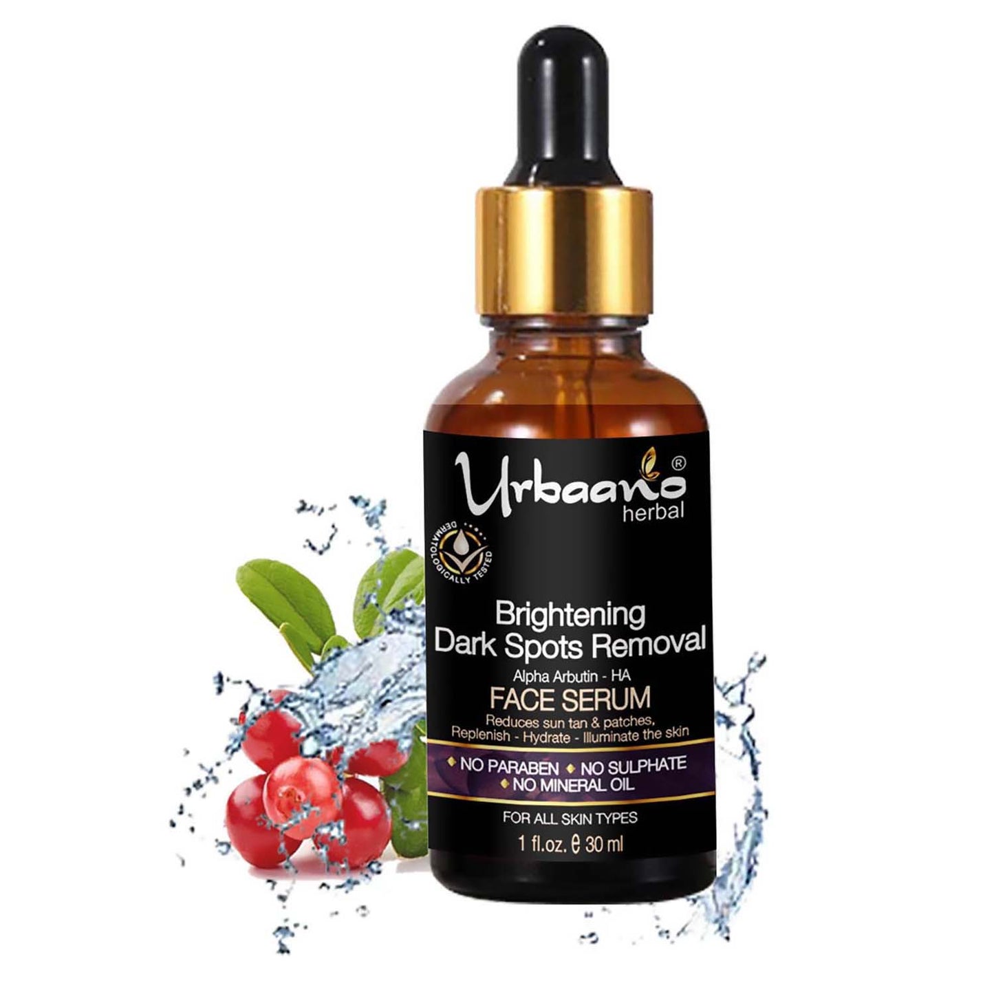 urbaano herbal arbutin dark spot removal skin brighting face serum for men and women