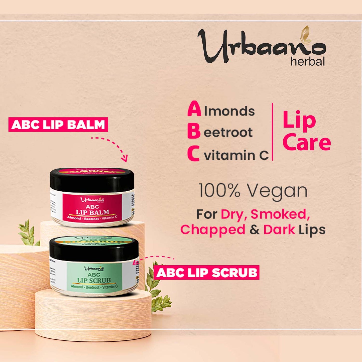 urbaano herbal abc vegan lip care for dark, chapped lips