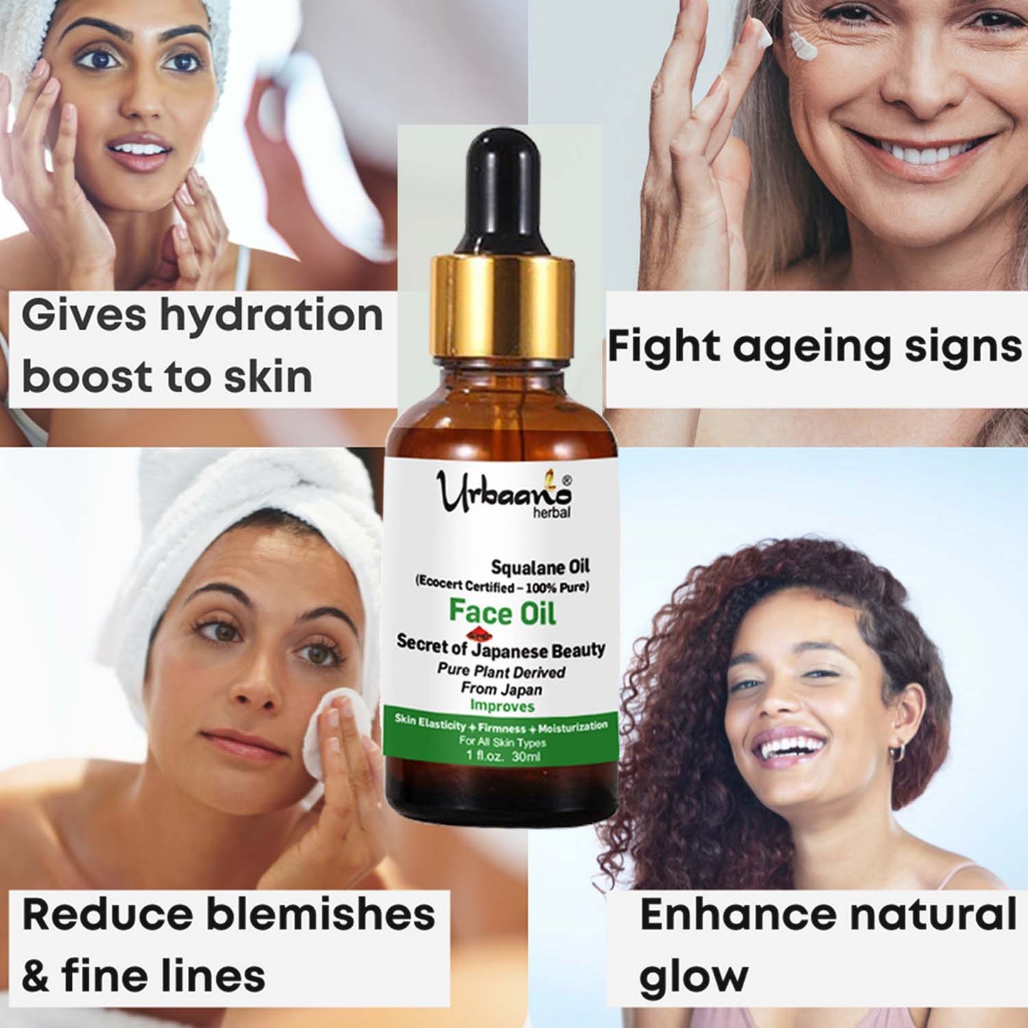 urbaano herbal face oil pure natural olive squalane oil  for firm, young, smooth, hydrated even tonned skin