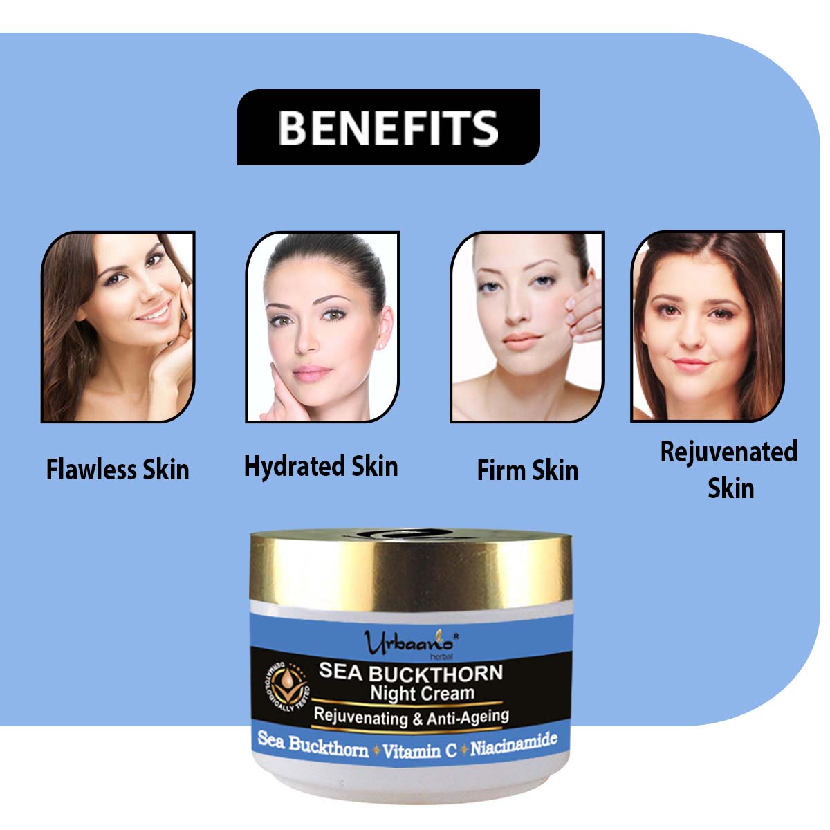 Sea Buckthorn Night Cream for Glow, Lighten, Youthful Firm Skin