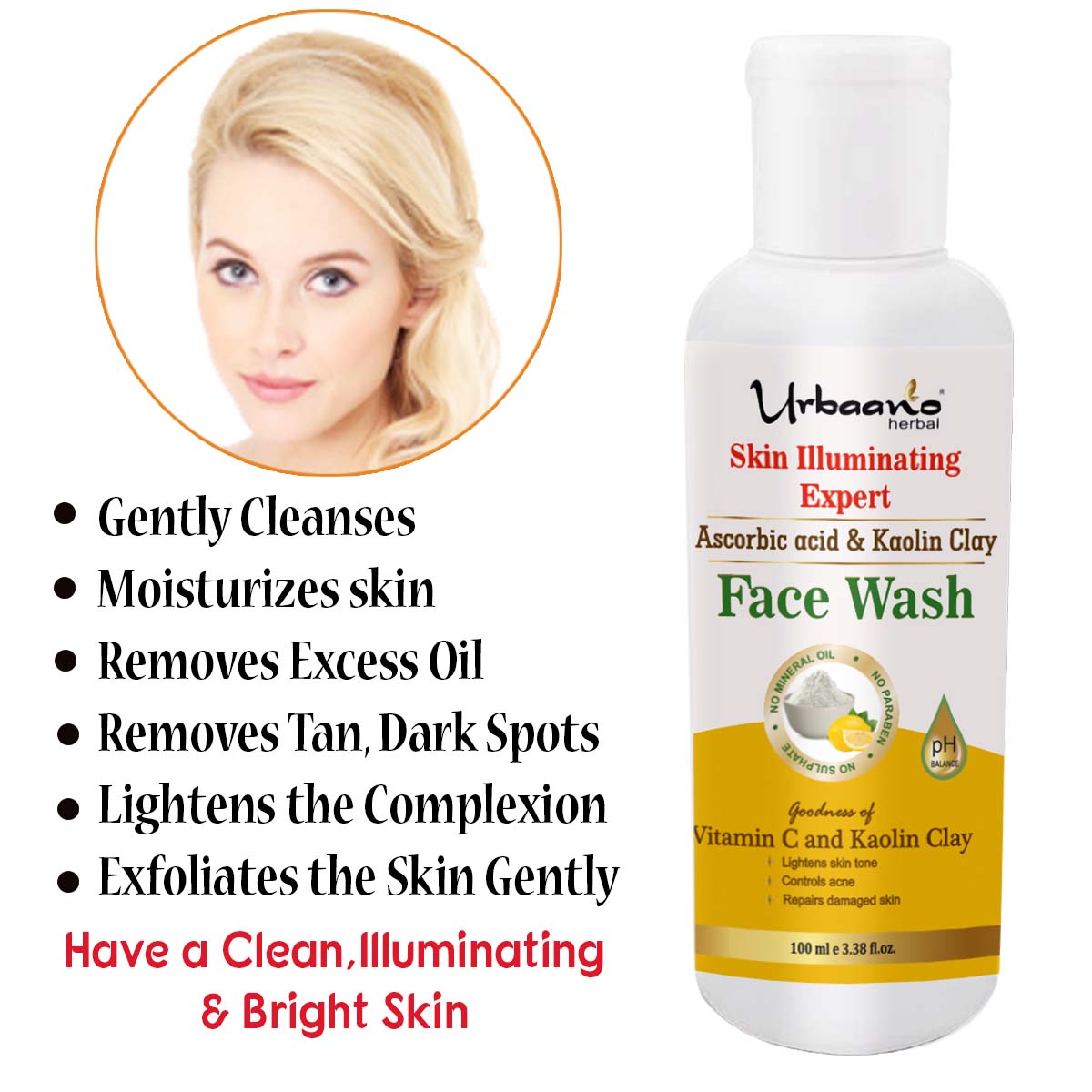 urbaano herbal 5 steps aha facial kit, vitamin c face wash to lighten the skin