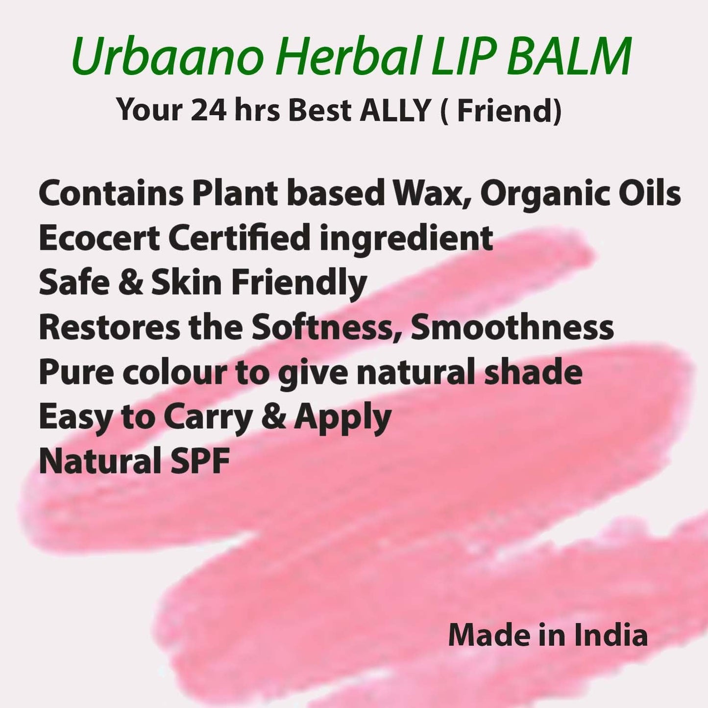 urbaano herbal your best ally lip balm safe, easy use with natural plant based vegan  actives