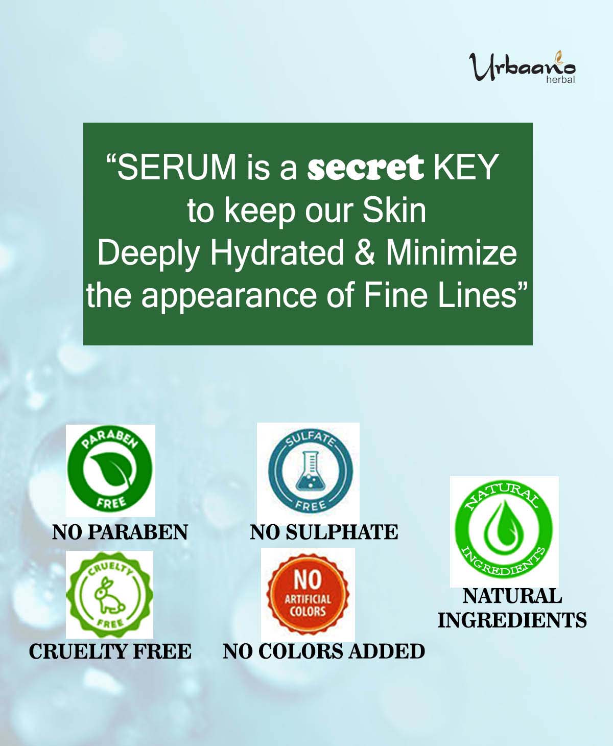 urbaano herbal face serum sulphate, paraben, crulty free vegan for hydrating, reduce fine lines, bright radiant skin 