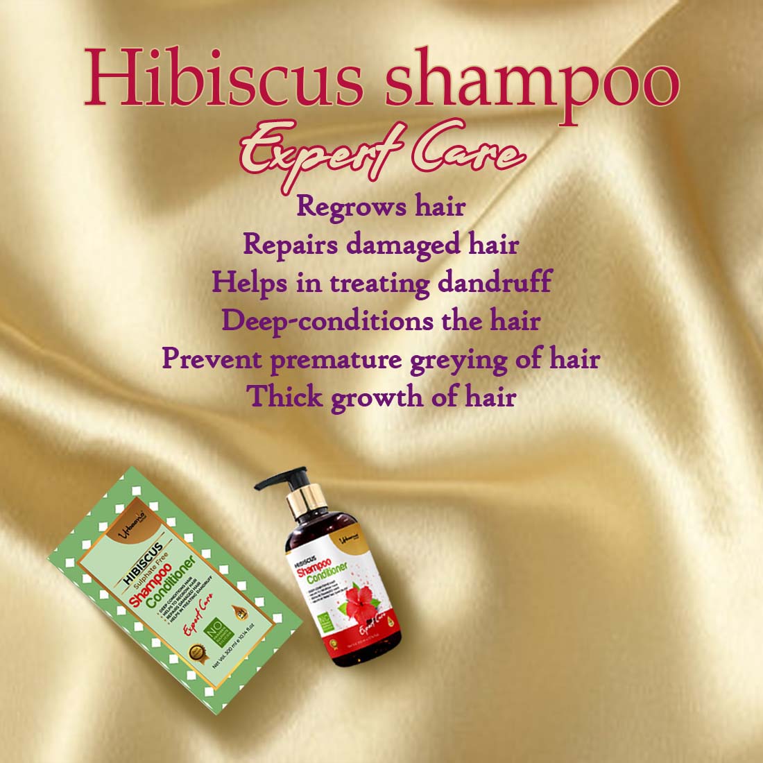 urbaano herbal hibiscus sulphate free shampoo anti-dandruff, hairfall control, regrows hair