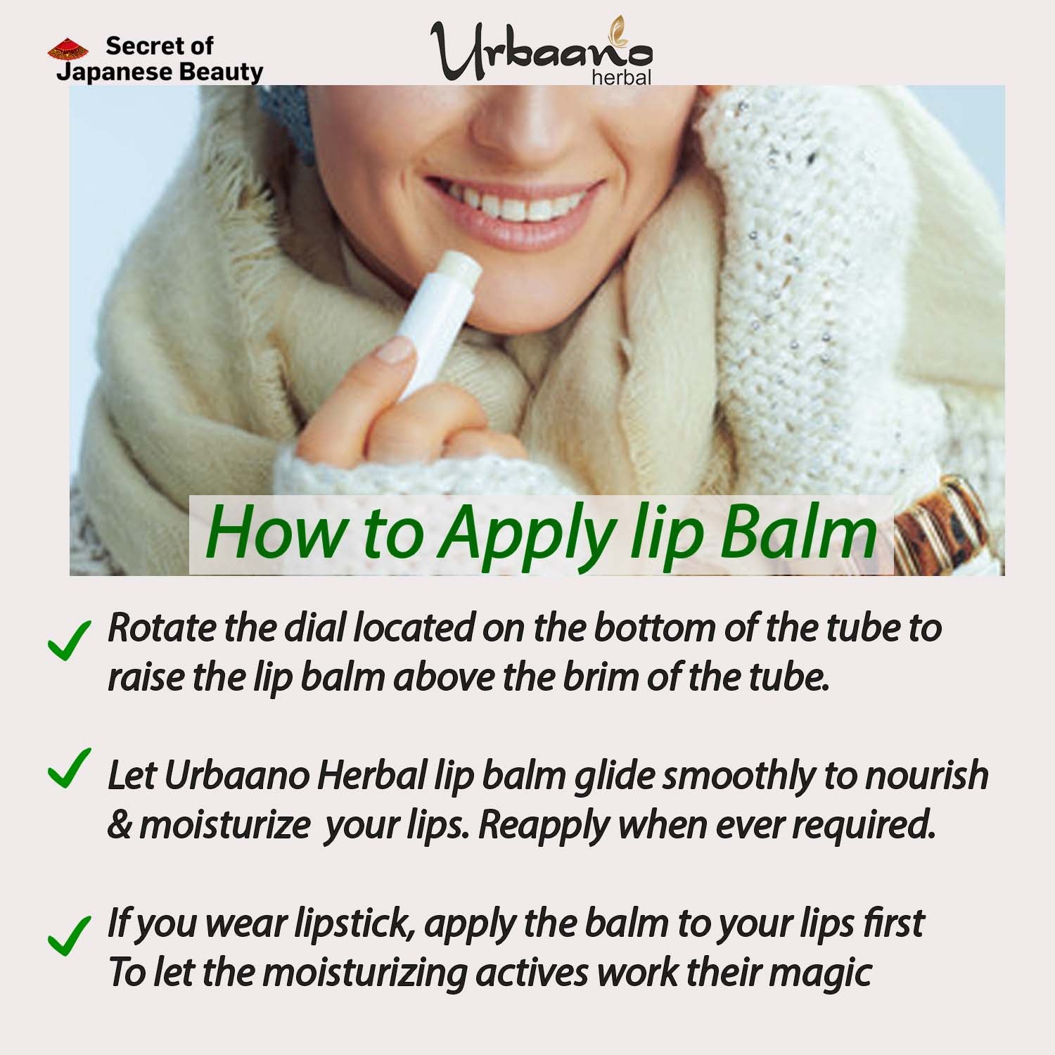 urbaano herbal easy to apply & carry  tint lip balm combo for lip care