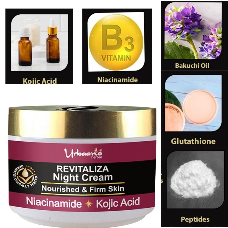 urbaano herbal kojic acid night cream for young glowing skin
