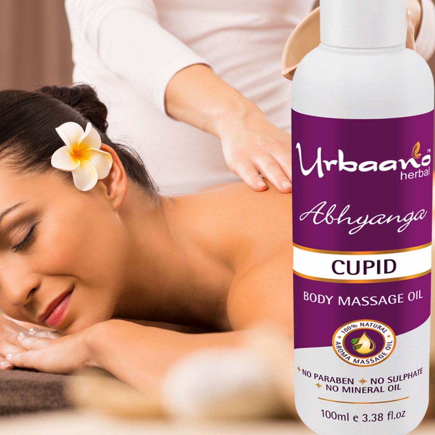 urbaano herbal abhyanga cupid body massage oil for romance, stress relief, nourish skin