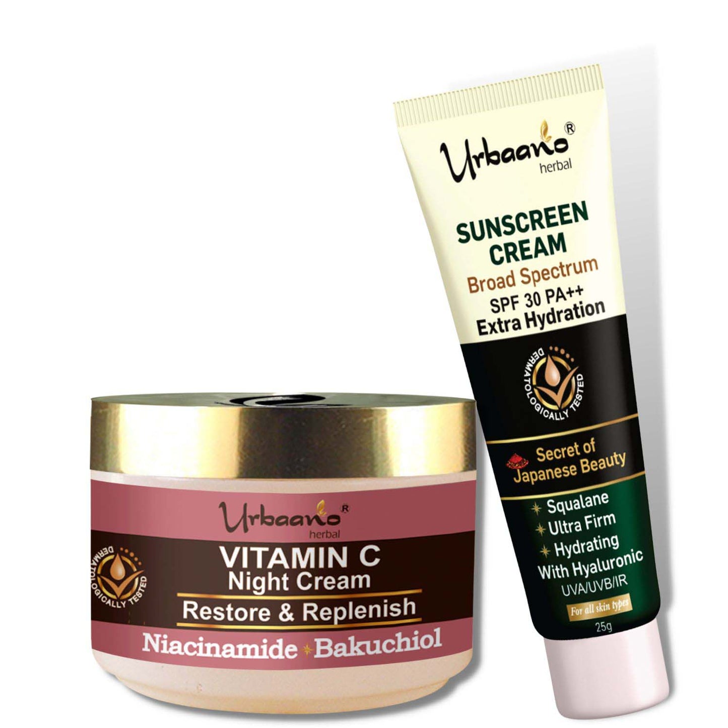 urbaano herbal night cream & spf 30 broad spectrum PA++ skincare combo 