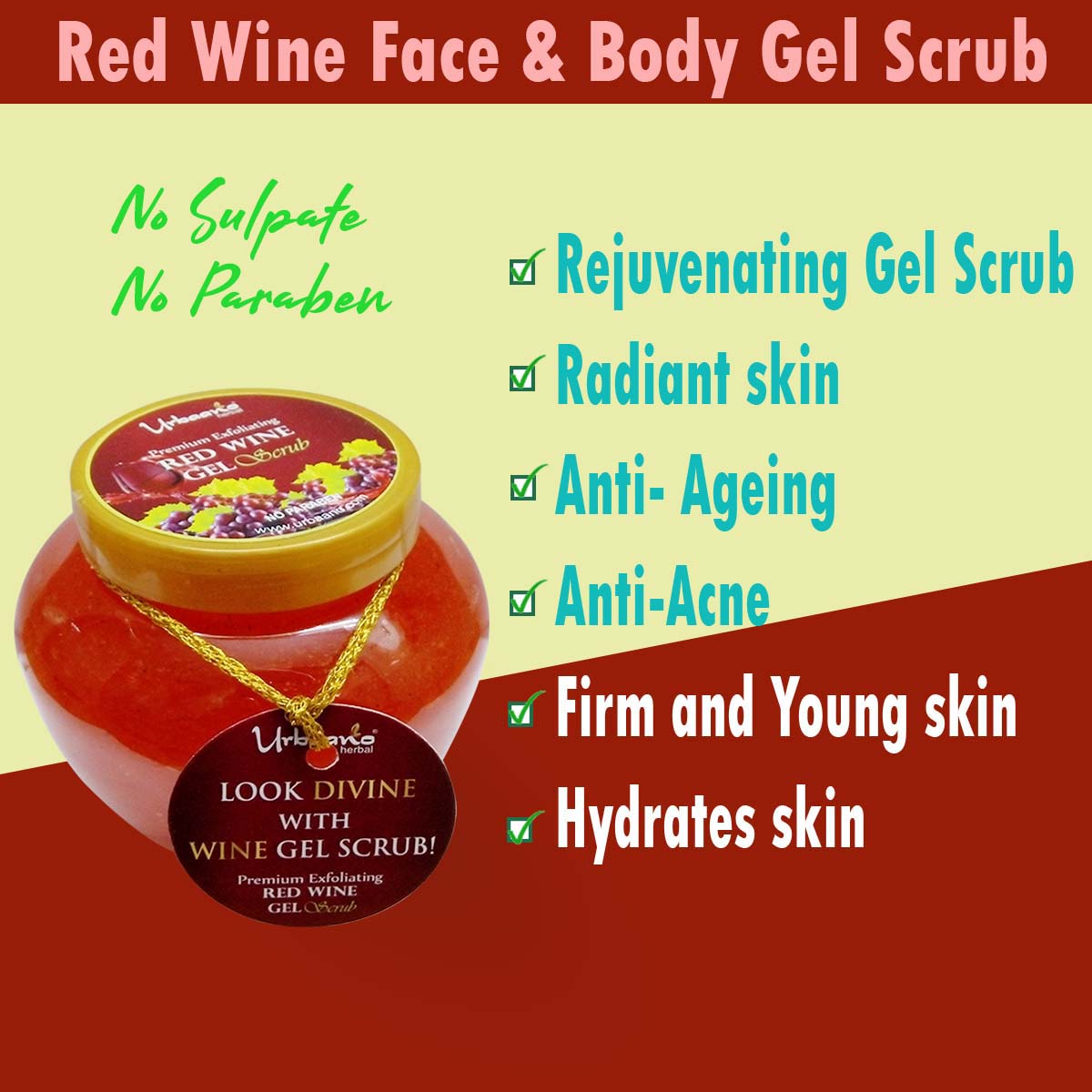 Skin Care Red Wine Gel Scrub for a Radiant Glow &  Gentle Exfoliation